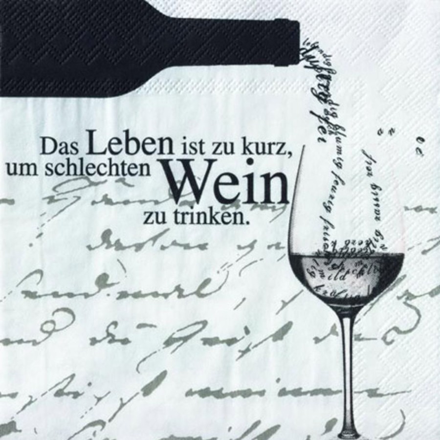 Dining Raeder | Poesie Et Table Vino Weinserviette "Das Leben Ist Zu Kurz"