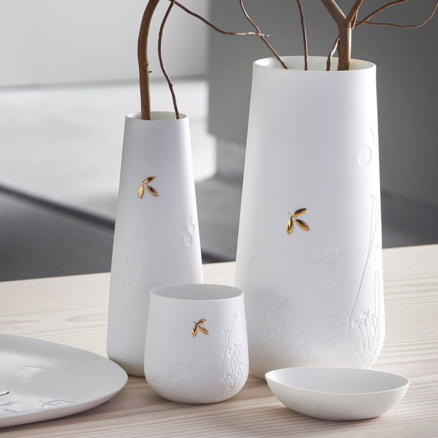 Seasons Raeder | Vase Mit Goldenem Blatt "Gros"